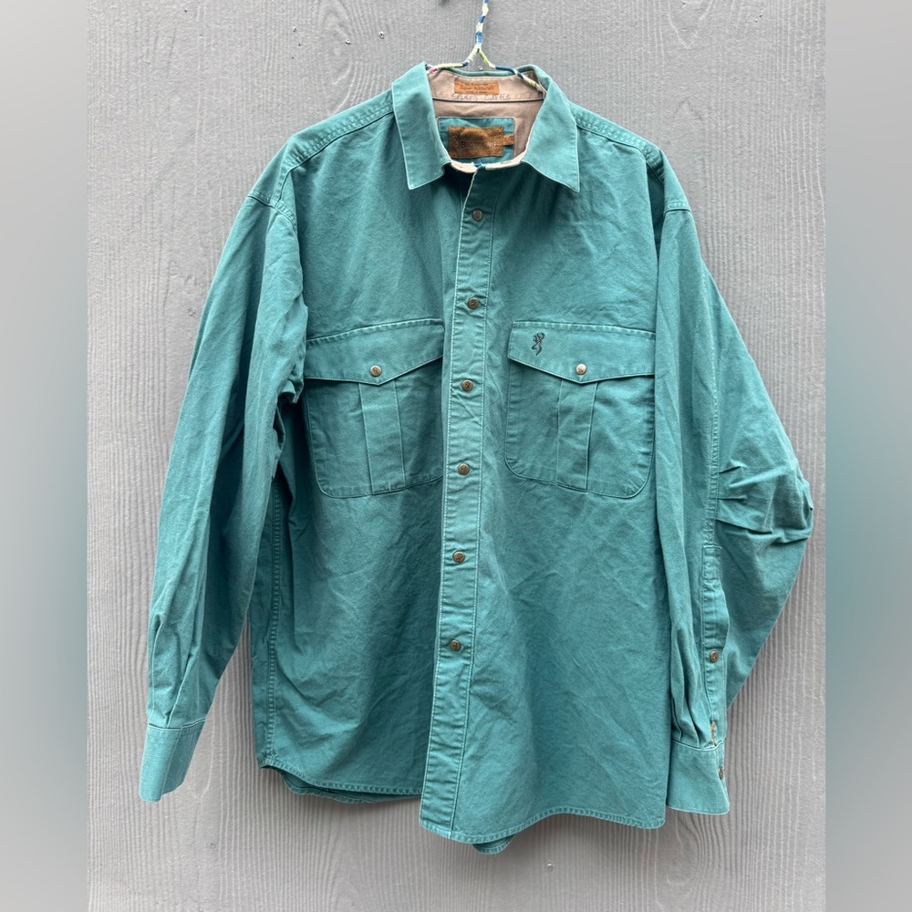 Men’s Teal Long Sleeve Button Down by Browning Brand Size XL
